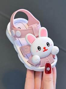 Toddler Girls Closed Toe Sandals 0-4 Years Old, Anti-Kicking Anti-Collision Cute Cartoon Rabbit Design, Infant Baby Preschool Nursery Soft Bottom Non-Slip Summer Casual Shoes - Pink - View 4