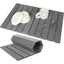 ER KitchenLarge Stone Dish Drying Kitchen Counter,, Instant Drying Pad,Diatomaceous Earth Absor, Foldable And  Absorbent Dish Drying Stone, 24*16, Dark Gykitchen Accessories