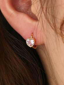 Artepollo 1 para hipoalergicznych kolczyków-kołków z różową cyrkonią sześcienną i srebrem próby 925, w kształcie serca, wymarzonych i uroczych, w opakowaniu prezentowym, prezent dla dziewczynek, na urodziny przyjaciółek, na Nowy Rok, na powrót do szkoły