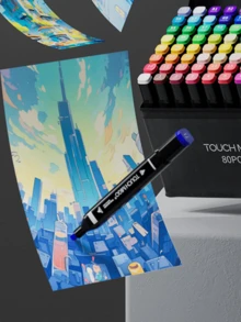 Dual-Tip Oil-Based Watercolor Marker Pen Set, Student Painting Fast-Drying Brush Pens - Multicolor - View 4