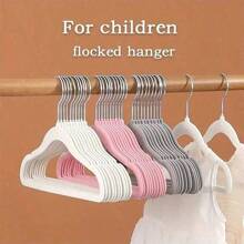 30 件/20 件/10 件/1 件多色植绒婴儿衣架,防滑涂层植绒婴幼儿衣架,可爱小衣架,节省空间,必备家居收纳整理器 - 彩色 - 查看 2