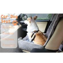 Dog Car Seat Bed: Pet Booster Car Seat Travel Carrier With Clip-On Belt And Waterproof Washable Cover- Puppy Front Car Seats Protector Cushion For Small Medium Cats Dogs Grey - Grey - View 10