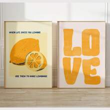 3pcs Minimalist Lemon Wall Art Set - Vintage Yellow-Green, Frameless Canvas Paintings, Suitable For Living Room, Kitchen, Dining Room Decor, Birthday & Graduation Gift