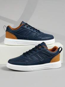 Men's Sports Casual Sneakers, Lace Up Soft Sole Flat Comfortable Skate Shoes For Men, Lightweight Low-Top Daily Shoes
