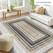 [5mm Thickness Crystal Velvet Flocked Bottom] 1pc Geometric Floral Pattern Carpet - Waterproof, Anti-Slip, Absorbent, Machine Washable, Soft Comfortable Mat, Suitable For Kitchen, Living Room, Bedroom, Hallway, Bathroom, Laundry Room - Easy To Clean, Carpet For Home Decor