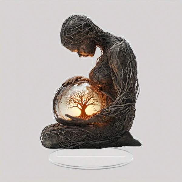 Figurine de déesse de la forêt acrylique 2D transparente et cristal-clair - Décoration de bureau pour anniversaire, remise de diplôme, Noël Accessoire de bureau artistique, style aléatoire