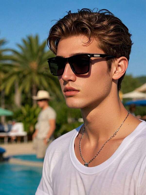 Unisex Square Retro Fashion Glasses, Beach Vacation, Driving & Outdoor, Lightweight TR90 Material, INS Style Accessories