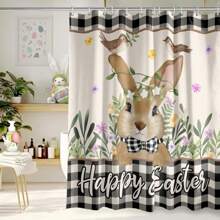 复活节兔子浴帘 复活节快乐兔子浴室浴帘 春季复活节浴室家居浴室装饰家居浴室装饰秋季装饰浴室配件返校 - 彩色 - 查看 1