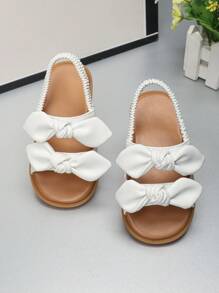 Mädchen Schleife Dekor klassische Mode süß Elastik Band Baby Sandalen Prinzessin Kleinkind weiche Sohle Rundkappe Schuhe, geeignet für Frühling, Sommer, Herbst, Winter