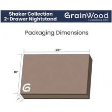 Grain Wood Furniture Shaker 2-Drawer Bedside Nightstand, Solid Wood With Walnut Finish - 自然的 - 查看 6