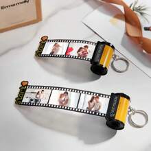 Personalisierter Fotocollage Schlüsselanhänger, Vintage Rollenförmiger Schlüsselanhänger, Jahrestags-Geschenk