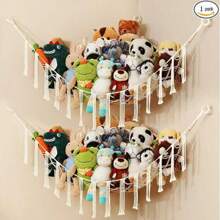 Organizador de animales lindos, soporte de peluche para decoración del hogar en dormitorio y sala de estar, red de esquina, muñeco de peluche en forma de triángulo para almacenamiento, hamaca, hamaca para almacenamiento de animales de peluche, hamaca grande para muñecas, red decorativa para habitación de animales de peluche