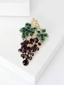 Spilla alla moda con strass a forma di uva per donne, spilla a forma di pianta, accessorio per abiti e vestiti, ideale come regalo per feste e banchetti