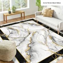 [5mm Thickness Crystal Velvet Flocked Bottom] 1pc Geometric Floral Pattern Carpet - Waterproof, Anti-Slip, Absorbent, Machine Washable, Soft Comfortable Mat, Suitable For Kitchen, Living Room, Bedroom, Hallway, Bathroom, Laundry Room - Easy To Clean, Carpet For Home Decor