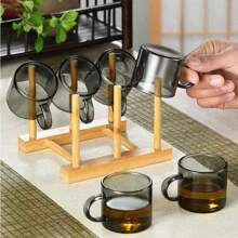 12/6/4/2 Pcs Black Transparent Heat Resistant Glass Small Tea Cups With Handle, Suitable For Home, Office, KTV, Ideal For Drinking Water, Tea, Beverages, Espresso Etc. [Note: No Cup Holder Included]