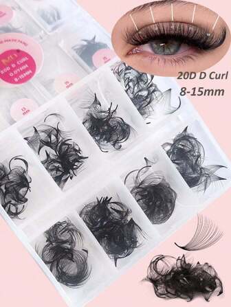 360-500pcs 10D 20D Pre-Fanned Flare Lashes, Flare Densified Eyelash Extension 0.07 Thickness Curled Premade Fans, Mixed Length 8-15mm, Fluffy & Soft Handmade Flare (10D 20D-0.07-D, 8-15mm)Lash Clusters,Eyelash Clusters,Individual Eyelashes,Lashes,Fake Lashes