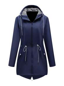 1pc Women's Lightweight Spring Outdoor Casual Sport Windbreaker, Water-Repellent Fabric, Solid Color Thin Jacket