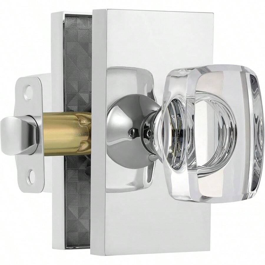 Crystal Glass Passage Door Knobs Interior, Modern Polished Chrome Door Knobs Heavy Duty For Closet Hallway