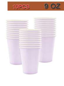 10pcs/Pack 9oz Disposable Paper Cups, Paper Coffee Cups, Disposable Drinking Cups, Hot & Cold Beverage Paper Cups, Suitable For Holding Hot Water, Juice, Ideal For Parties, Picnics, Holidays, Birthdays, Bridal Showers, Available In Multiple Colors