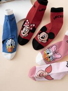 5 Pairs Children's Colorful Patterned Cartoon Character Mid-Calf Socks, Comfortable Breathable , Suitable For All Seasons, European & American Sizes, Rich Colors For Daily Wear, Premium Fabric, Non-Sweating