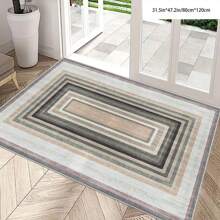 [5mm Thickness Crystal Velvet Flocked Bottom] 1pc Geometric Floral Pattern Carpet - Waterproof, Anti-Slip, Absorbent, Machine Washable, Soft Comfortable Mat, Suitable For Kitchen, Living Room, Bedroom, Hallway, Bathroom, Laundry Room - Easy To Clean, Carpet For Home Decor
