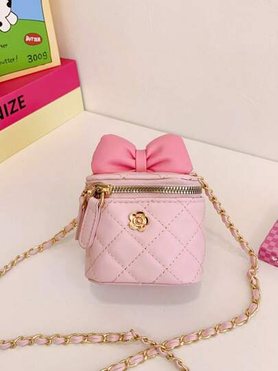 Bow Design Girls Mini Chain Strap Versatile Chic Shoulder Bag