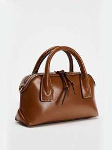 新款女士单肩包，PU皮革，时尚斜挎包，可调节肩带，女士邮差包 - 棕色 - 查看 3