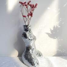Silver Handmade Ceramic Disco Ball Vase, Creative Disco Floral Vase For Flowers And Plants, Boho Home Decor, Available In Multiple Sizes, Birthday Graduation Gift, Home Decoration, Room Decor, Glass Vase - Silver - View 11