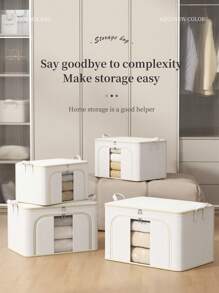 1pc White Garment Storage Bag, Suitable For Living Room/Bedroom Clothes Storage, Car Storage Bag, No Frame Bedroom Storage Box, Collapsible Portable Organizing Bag, Seasonal Clothes Storage Bag, Wardrobe Divider Organizer