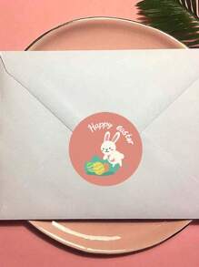 500张复活节快乐贴纸 1英寸兔子贴纸 可爱鸡蛋贴纸 适用于复活节信封奖励贴纸、复活节派对用品、礼品装饰、礼品袋包装袋 - 彩色 - 查看 4