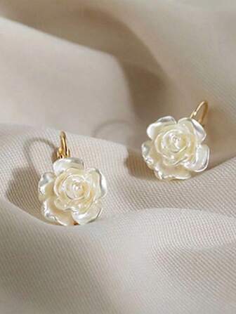 2 件优雅简约花朵设计女士耳环