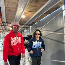 [Letter Print Zip Hoodie] Letter Print Zip Up Hoodie, Casual Long Sleeve Loose Sweatshirt With Pocket, Men Women's Clothing - 紅色 - 查看 4