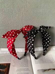 1pc Polka Dot Print Bunny Ear Headband, Vintage Wide Brim Non-Slip Hair Hoop, Suitable For Easter Party Wear, Hair Band, Hairband For Women Hair Accessories Head Accessories - Multicolor - View 2