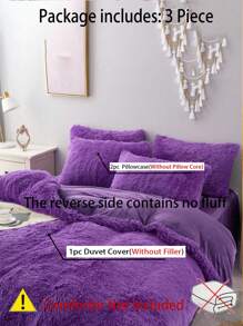 3 件紫色貂皮毛绒柔软舒适羽绒被套，适用于卧室和客房