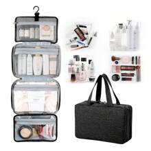 Large Capacity Toiletry Makeup Bag Cosmetic Storage Travel Hanging Washbag UK - Black - View 6