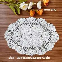 Rendas Trançadas Individuais, Jogos Americanos de Crochê Feitos à Mão, Toalha de Mesa de Renda Vazada, Toalha de Mesa Oval, Porta-copos de Renda Floral Vintage para Decoração da Sala de Estar, Mesa de Centro, Decoração Doméstica a Prova de Poeira, Melhores Presentes