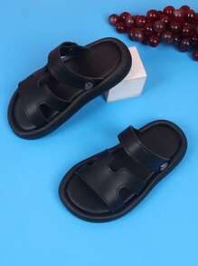 儿童平底凉鞋/儿童平底拖鞋/儿童平底沙滩拖鞋 - 黑色 - 查看 6