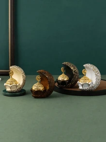 1 件，镂空复古金色香炉，奥斯克形状香炉，卡里姆香炉，节日香炉，蜡烛刻度装饰房间装饰，场景装饰，卧室装饰。金色镂空复古阿拉伯小香炉金属香塔香檀香炉礼物生日毕业 - 金色 - 查看 4