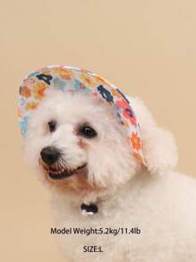 Polyester Sun Protection Colorful Floral Ear Hat, Anti-Slip, Adjustable, Sunshade Function, Suitable For Small Pet Dogs For Year-Round Outdoor Wear (Not Suitable For Large Dogs) - Multicolor - View 2