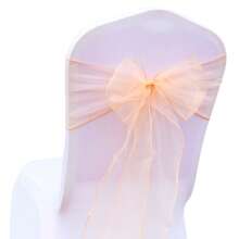 10pcs Voile Chair Back Decorative Ribbons, Organza Bowknot Chair Decorations, Suitable For Christmas, Halloween, Weddings, Parties, Outdoor Events, 18cm Wide, 275cm Long, DIY To Create Butterfly Shapes, Voile Sheer Fabric Chair Back Decorations For Festivals, Graduations, Party Backdrops, Gifts, Packaging