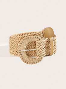 1 pieza Cinturón de mujer estilo bohemio tejido a mano con anilla en D y cuerda encerada, versátil para vestidos y cárdigans en verano, escuela, otoño y Halloween - Camel - Ver 5