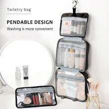 Large Capacity Toiletry Makeup Bag Cosmetic Storage Travel Hanging Washbag UK - Black - View 7