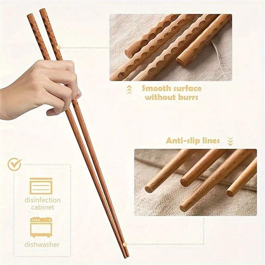2pcs Super Long Reusable Wooden Chopsticks For Stir Frying, Cooking Noodles & Hot Pot
