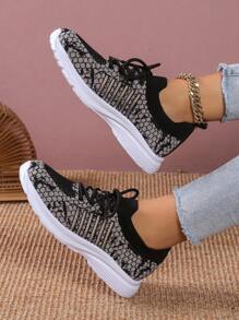 1 双女式系带运动鞋，透气低帮户外运动跑步鞋，轻便运动鞋 - 彩色 - 查看 4