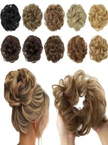1pc Synthetic Hair Bun Extensions Messy Curly Elastic Hair Scrunchies Hairpieces Synthetic Chignon Donut Updo Hair Pieces For Women - Multicolor - View 3