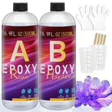 Epoxy Resin AB Glue 1.34oz/6.76oz/16.91oz/33.81oz - New Crystal Clear Coating Kit, Non-Yellowing No Bubbles Self-Leveling Easy Mix 1:1 Ratio, 2 Part Casting Resin For Art, Craft, Jewelry Making, River Table, DIY Gifts - Clear - View 6