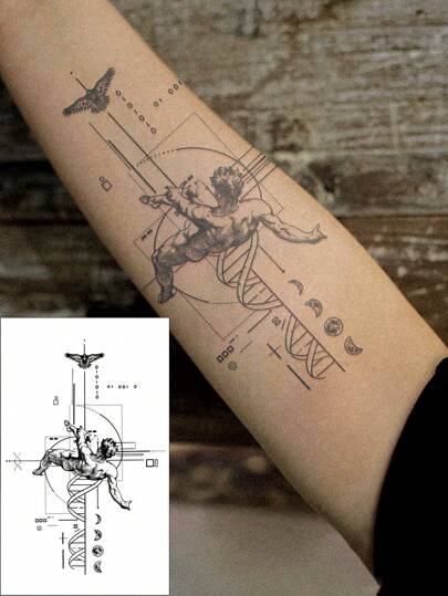 1 Stück, gefallener Engel, revolutionäre Tattoo-Technologie, semi-permanentes Tattoo, Zaubertattoo, temporäres Tattoo, Fake-Tattoo, wasserfest, realistisches Tattoo, Juice-Tattoo, hält 7 bis 15 Tage