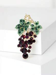 Spilla alla moda con strass a forma di uva per donne, spilla a forma di pianta, accessorio per abiti e vestiti, ideale come regalo per feste e banchetti