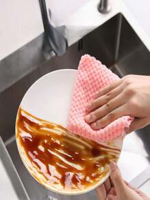 10pcs Coral Fleece Dish Cloths, Absorbent Non-Slip Scrub Pads For Kitchen, Pineapple Pattern Cleaning Rags [Note: Slight Color Variation May Occur Due To Lighting During Photography, But It Does Not Affect Usability.] - Multicolor - View 1