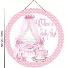 1 pieza Decoración de fiesta para bebé Colgante de madera, Logotipo de bienvenida para revelación de género - Fácil de colgar, Decoración de pared con tema de oso y globos rosas - Perfecto para celebraciones de primer cumpleaños y duchas de adolescentes, Pancarta de feliz cumpleaños